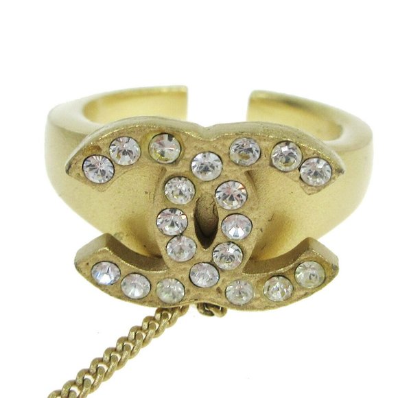 Authentic CHANEL CC Logos Bangle Chain Ring - Picture 3 of 4